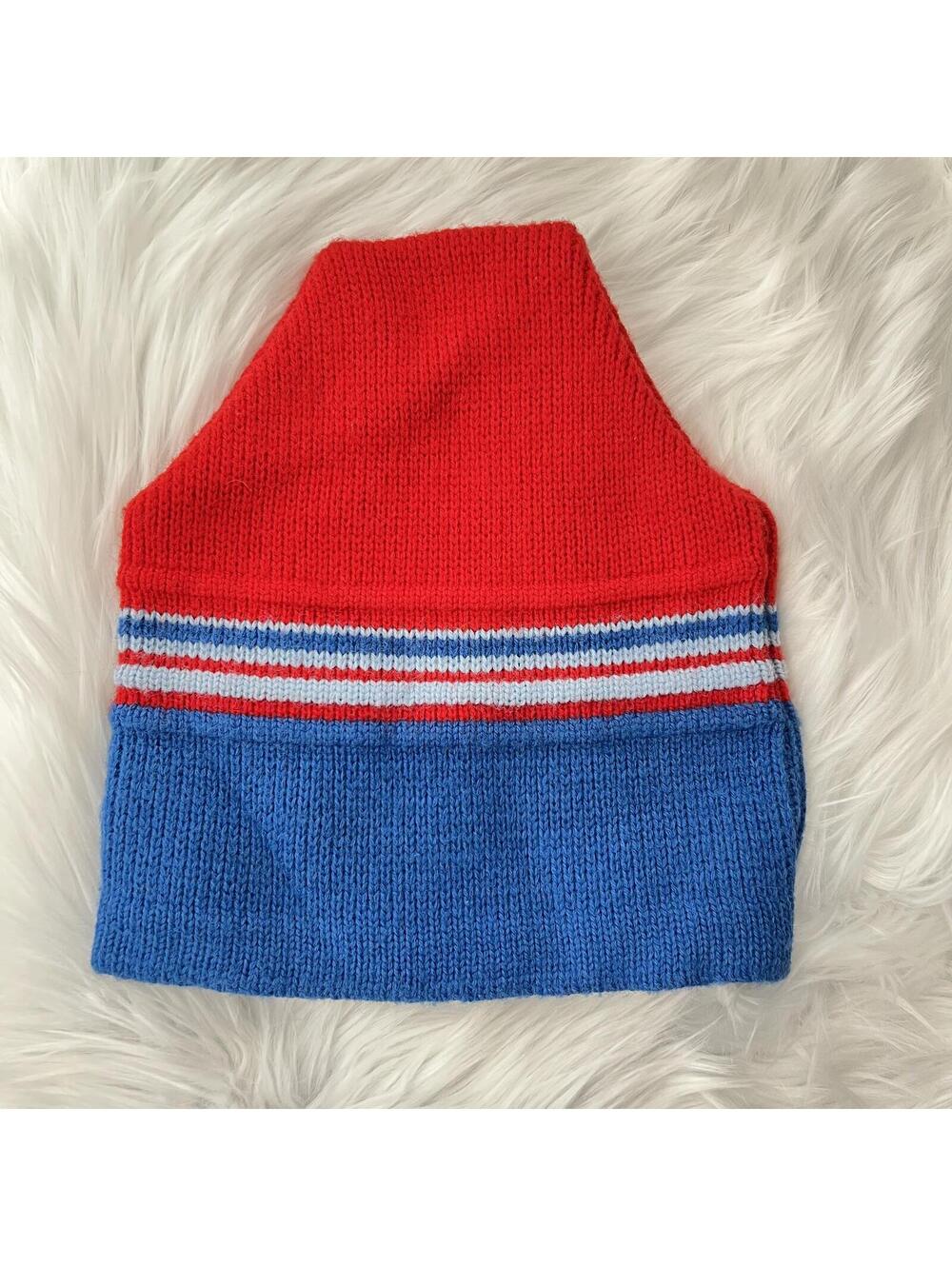 Vintage Wigwam Blue Red Striped Ski Hat Beanie Wintuck Orlon Acrylic USA
